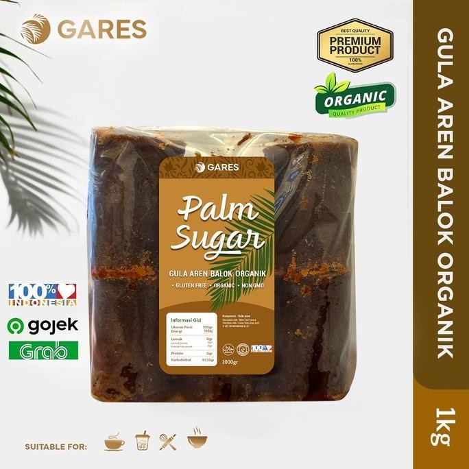 

Baru Gares Gula Aren Balok 1kg - Gula Batu Murni Organik Premium