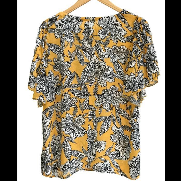 Ysn Blouse Wanita - Loft Yellow Floral Ruffle Print Original