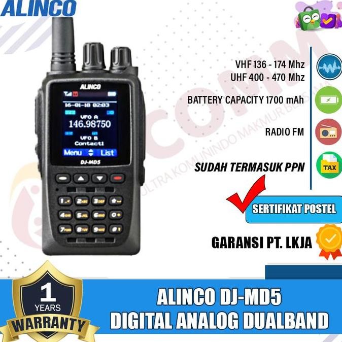Murah Alinco Dj Md 5 Dj-Md5 Dmr Dualband Vhf Uhf 400 Ht Digital Alinco Dj Md5 Dj Md 5 Original Garan