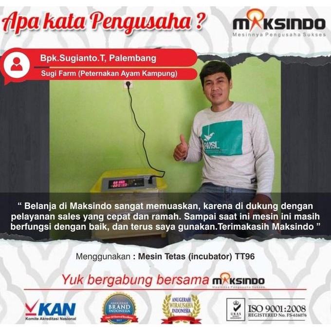 Sale Maksindo Mesin Penetas Telur 96 Butir Otomatis Agr-Tt96