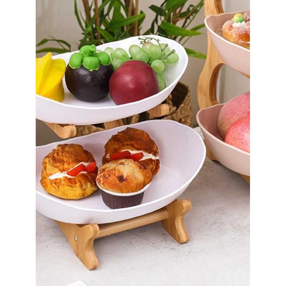 Rak Susun Tier Fruit Bowl Display Stand Snack Plate - 3WR