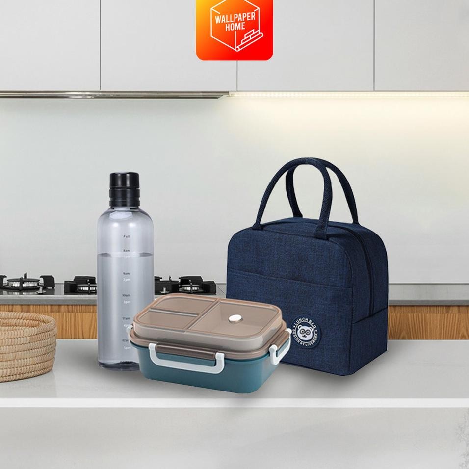 Kotak Bekal 2In1 Tempat Makan Set 2 3 Sekat Anti Tumpah Lunch Box Susun Sendok Gau Portable