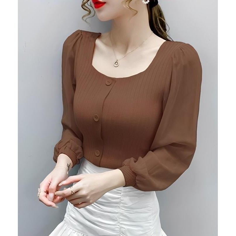 (Allthebest) FF Blouse Rajut Vienna Ld 90 - 100 cm P 40 cm B 200 gr Cotton Polyester Combine Chiffon