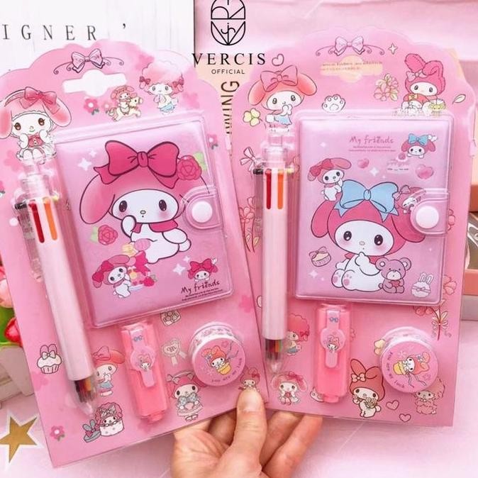 

Tersedia Buku Diary 4in1 Memo Anak Sekolah Notebook Alat Tulis Kuromi Cinnamoroll Melody