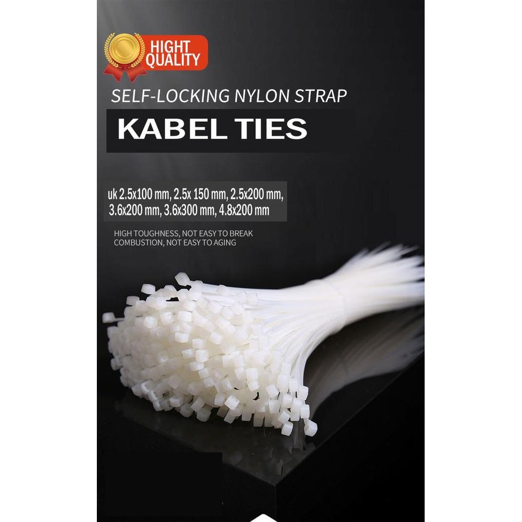 

Diskon! Cable Ties 250pcs Campur Warna Hitam Putih - Nylon Cable Tish 1 Pack