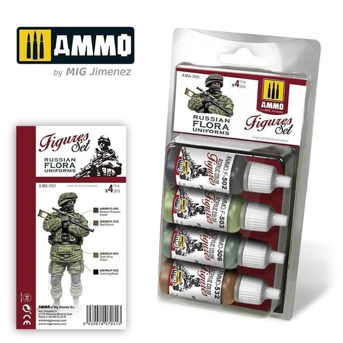 

TERLARIS - AMIG7031 : RUSSIAN FLORA UNIFORMS Color Set - AMMO Acrylic Figure Paint Set