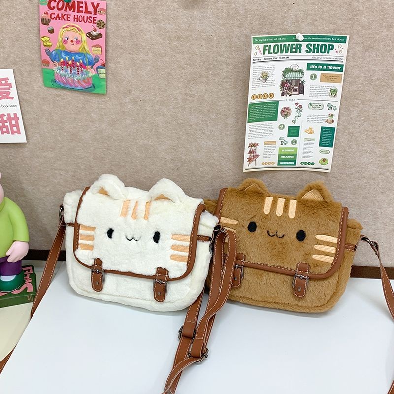 【Tas Bagus】【COD】Tas Bahu Boneka Mewah Wanita Kartun Kucing Baru Yang Lucu Dan Mewah