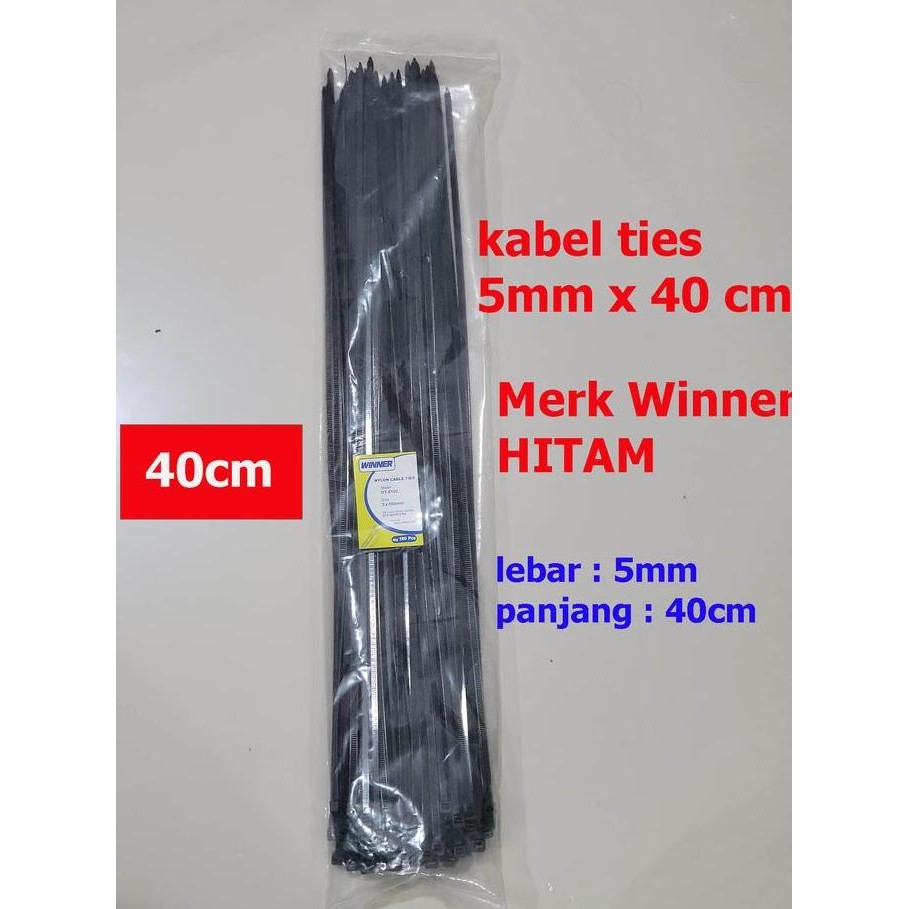 

Diskon! Winner Kabel Ties 40cm x 5mm - Cable Tie Hitam Nylon Isi 100pcs