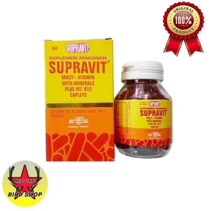 TERBARU SUPRAVIT 60 PIL - MULTIVITAMIN MINERAL PLUS B12 AYAM PETELUR PEDAGING