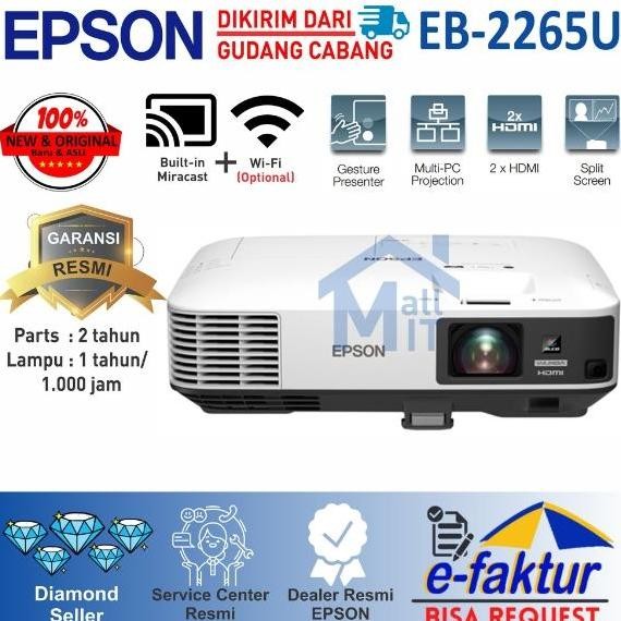 NEW PROYEKTOR EPSON EB-2265U EB2265U 2265U EB 2265 U WUXGA GARANSI RESMI
