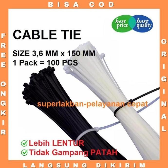 

Diskon! Kabel Ties Murah Putih & Hitam 3.6 x 150mm - Isi 100pcs / 7.6 x 300mm