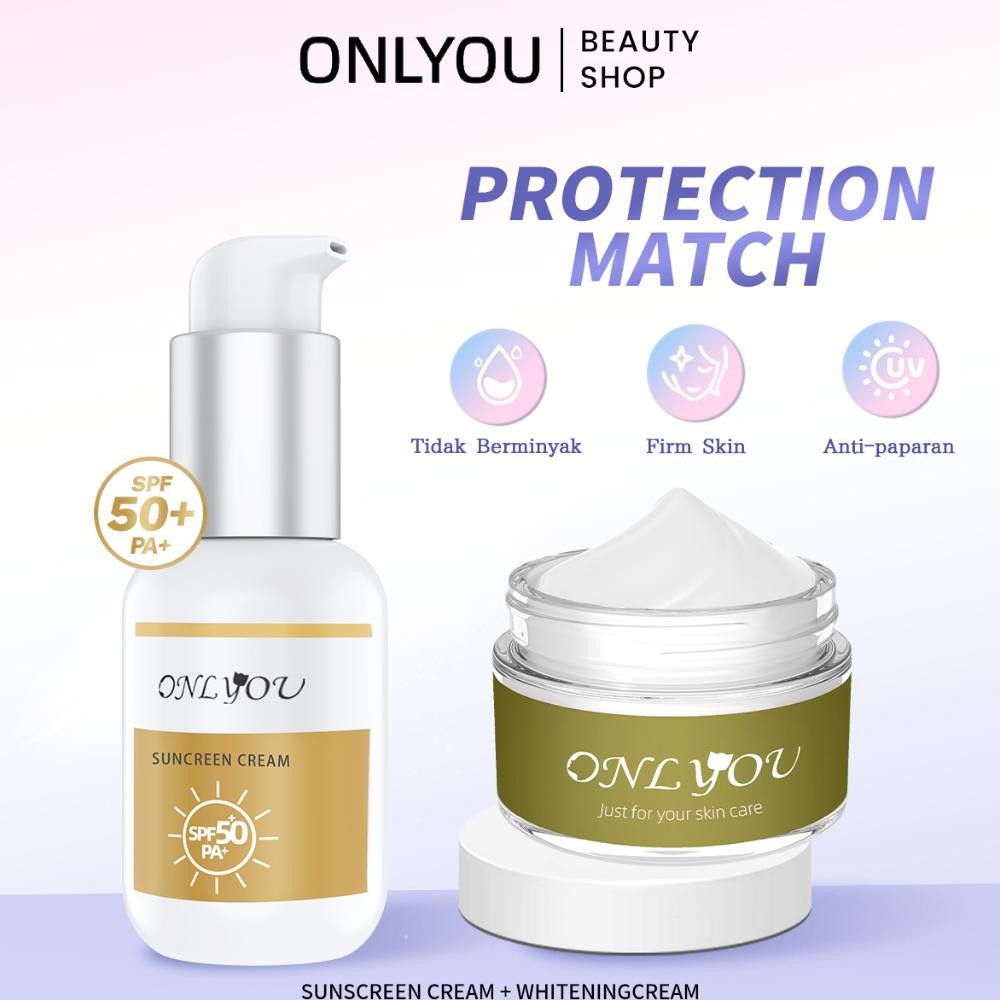 ONLYOU Skincare Paket Brightening Whitening moisturizer cream wajah & ONLYOU Sunscreen Moisturiser S
