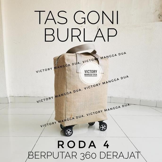 Tas Travel Roda 4 Goni Burlap Reusabel Eco Shopping Bag Belanja Tote