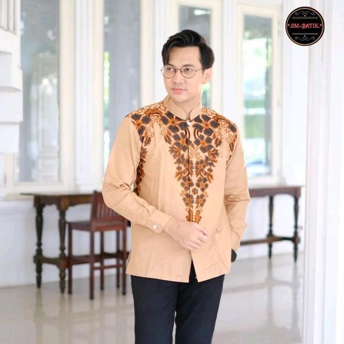 (Allthebest) EKSKLUSIF Baju BATIK Kerah KOKO Pria TERBARU Hem Atasan Kemeja Baju Batik Pria Cowok La