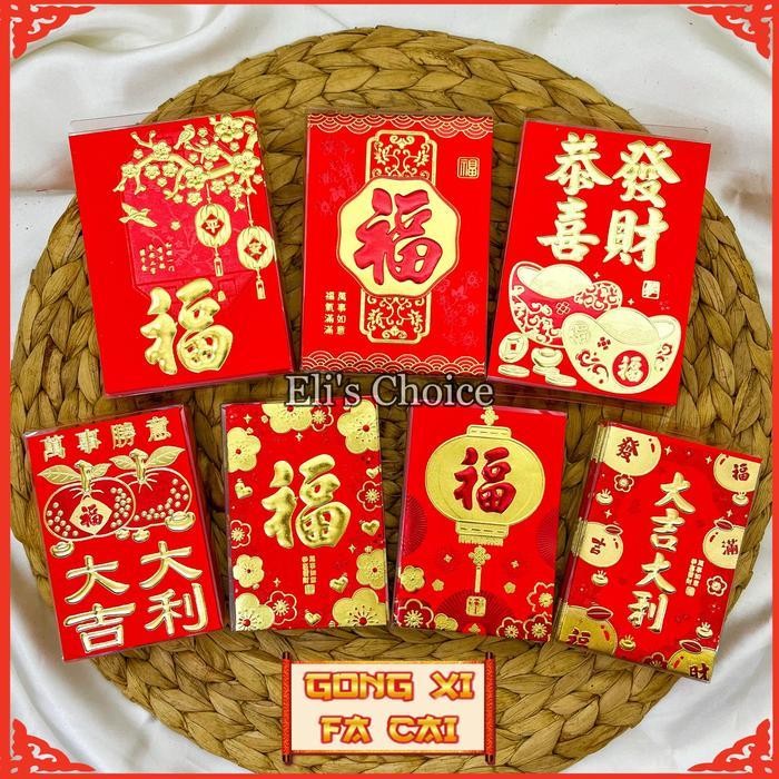 

LFM GROSIR Angpao Imlek Kemasan Kotak Mika Isi 18 Lembar / Angpao Mika Sincia Motif Fuk 2025