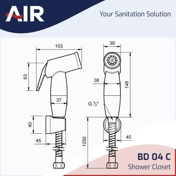 JB AIR Shower Kloset / Closet Shower / Toilet Bidet / Jet Shower Plastik ABS BD 04 C None