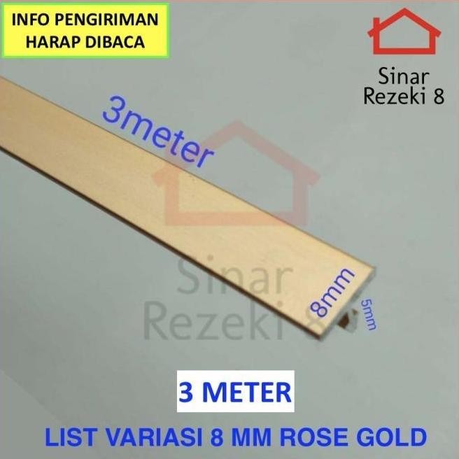 List Variasi 8 Mm Rose Gold Lis T Aluminium Edging Penutup Celah Strip
