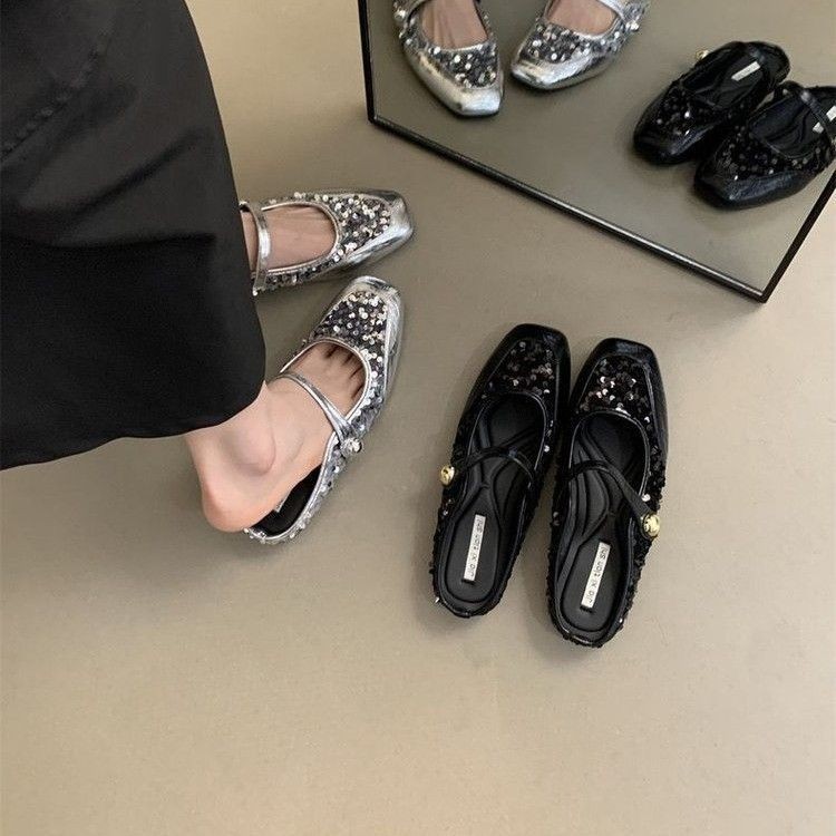 Pabrik Tarik Earth Walk COD Sepatu Mary Jane Wanita Single Telanjang Sandal Flat Seksi