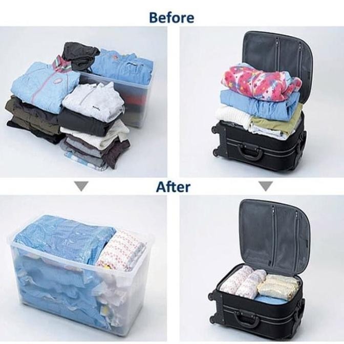 (Allthebest) Plastik Vakum Bag Pakaian / Vacuum Bag Travel / Hand Roll Vacuum Bag