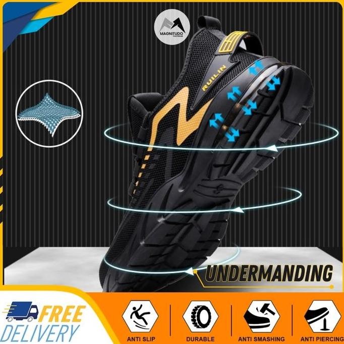 Sepatu Safety Pria Ujung Besi Baja Dallas Sepatu Kerja Keselamatan Cowok Sepatu Kerja Septy Proyek M