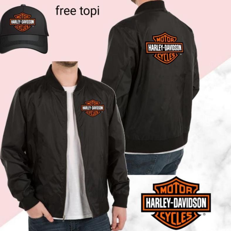 DF65 }} Jaket Bomber Parasut Design Motor Harley Davidson