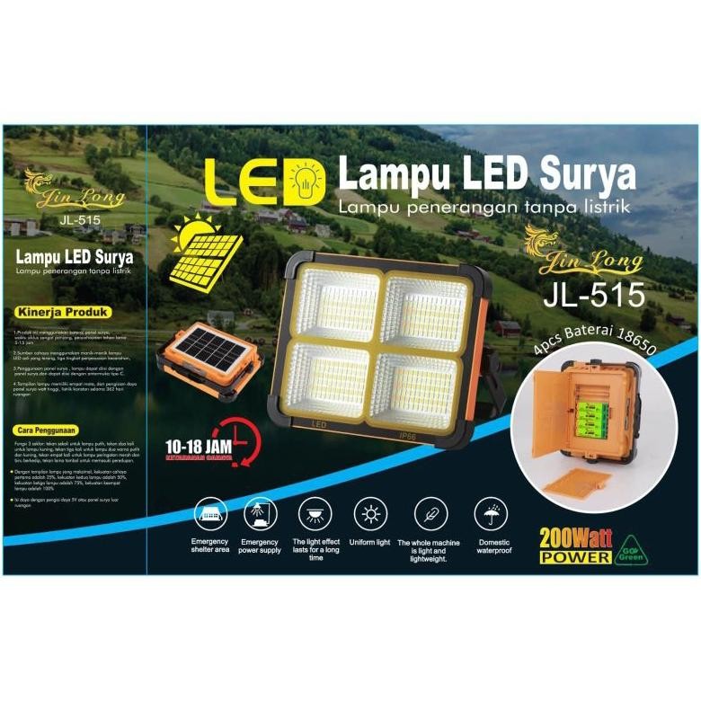 Terlaris Lampu Led Tenaga Surya Jin Long Jl-515/515L 200Watt