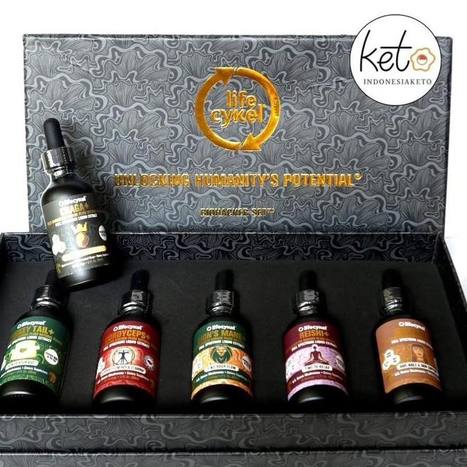 

TERBARU - LifeCykel Mushroom Extract / Lion's Mane , Cordyceps , Reishi , Turkey Tail , Chaga, Shiitake , Life Cykel