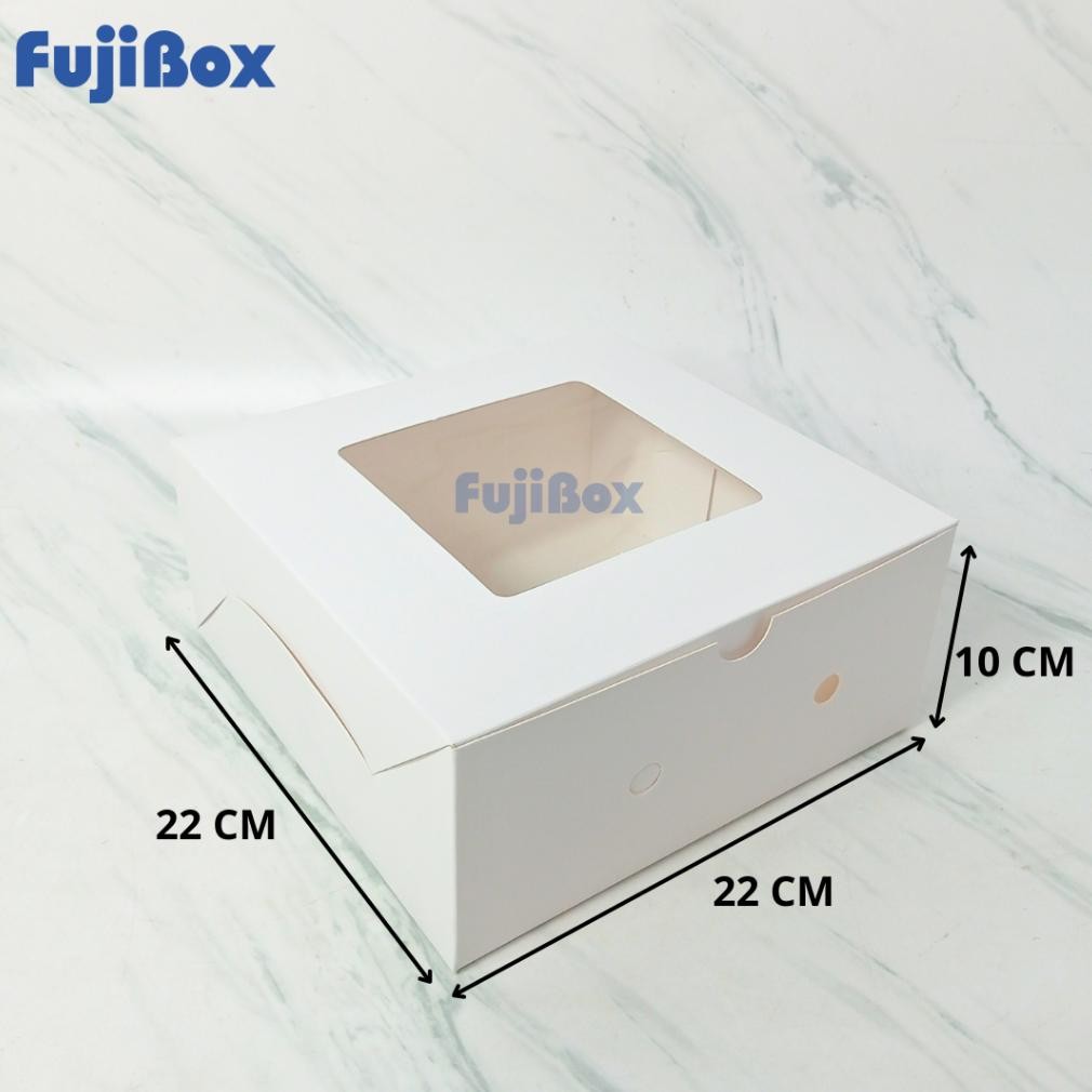 

(10 Pcs) Fuji Box Dus Kotak Kue Ivory 22 cm x 22 cm x 10 cm Putih Polos Ivory Premium Jendela aSt