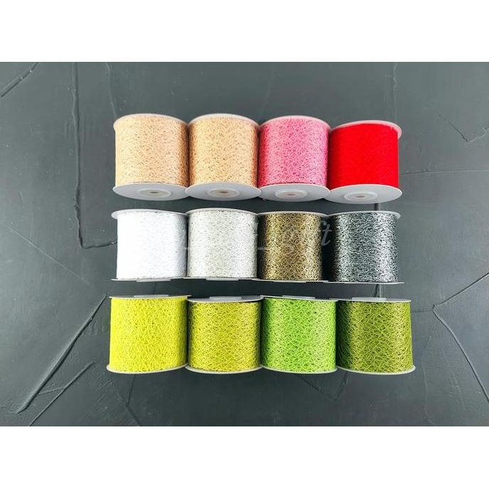 

Baru Pita Jala Dekorasi Warna Mix - Lebar 6.3cm Panjang 10 Yard - Pita Hias Kado