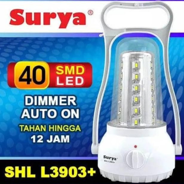 Surya Rechargeable Emergency Lamp Shl L3903+ - Putih