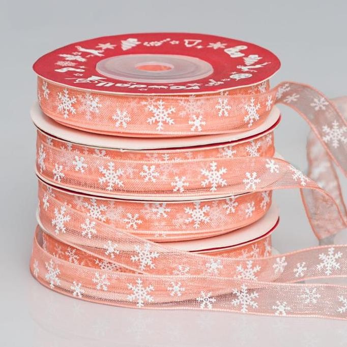 

Baru Pita Snowflake Lace Natal - Pink Xmas Ribbon 22 Meter - Pita Hiasan Christmas