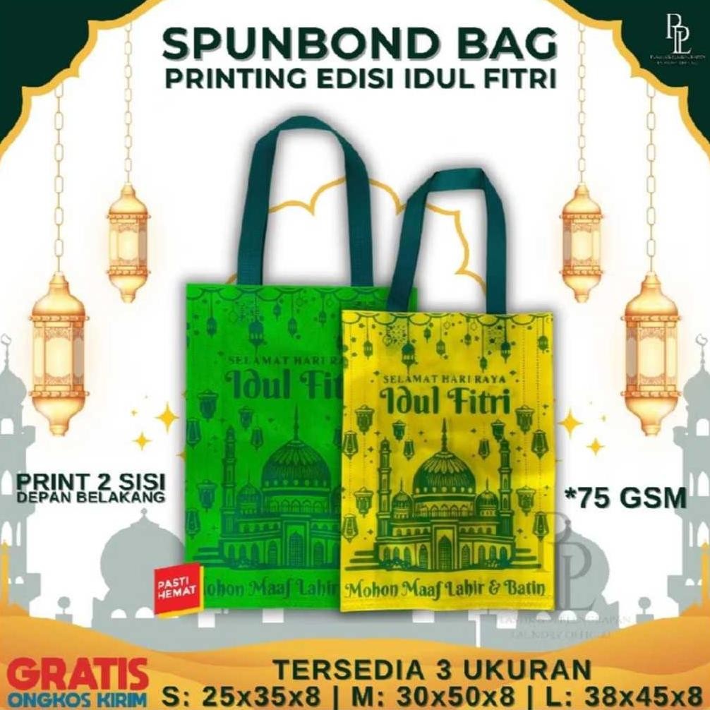 

Tas Spunbond Lebaran Tas hampers Hari Raya Idul Fitri 30x40cm Goodie Bag 1 (LUSIN) Isi 12pcs aSt