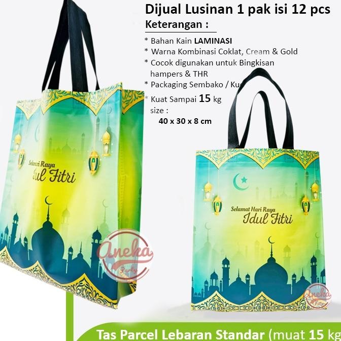 

(isi 12) Goodie bag lebaran laminasi elegant / kantong Idul Fitri Ramadhan / tas hampers sembako aSt