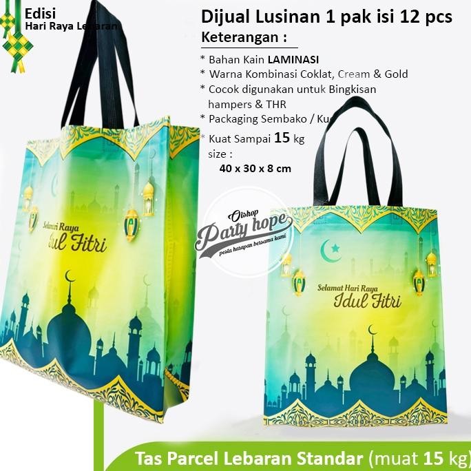 

(isi 12) Tas idul fitri laminasi elegant / Goodie bag kantong spuvenir Lebaran Ramadhan standar aSt