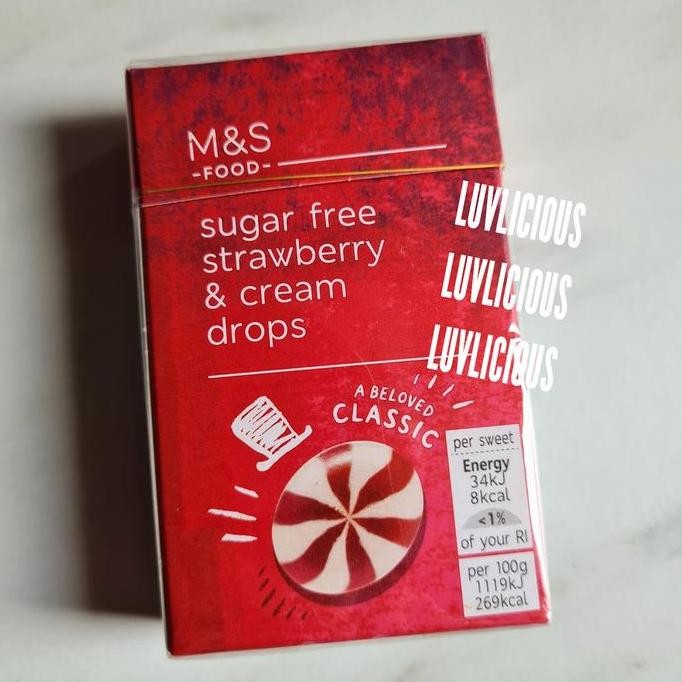 

M&S Marks & And Spencer Sugar Free Strawberry Cream Drops Candy Permen Kualitas Terbaik Harga Termurah