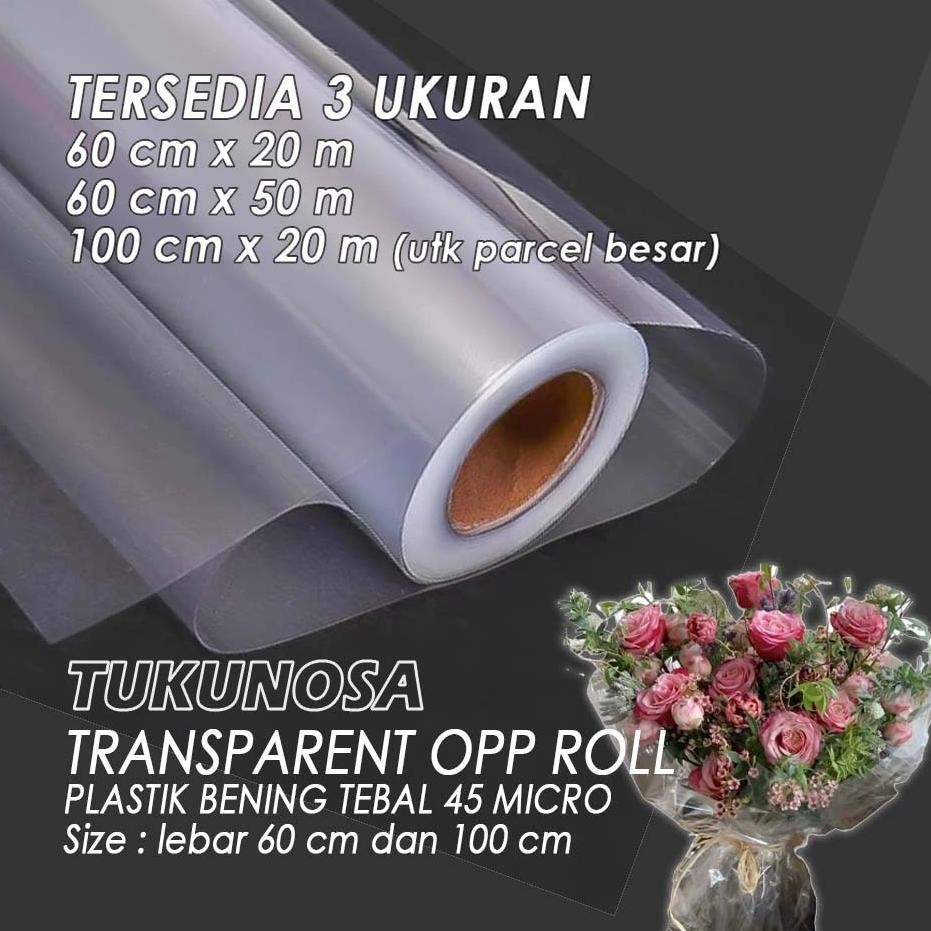 

PERROLL TRANSPARENT OPP 46 micro 60 cm x 20 m dan 50 m , 100 cm x 20 m PLASTIK BENING BUKET PLASTIK PARCEL HAMPERS FLOWER WRAPPING PAPER KERTAS BUKET BUNGA CELLOPHANE aSt