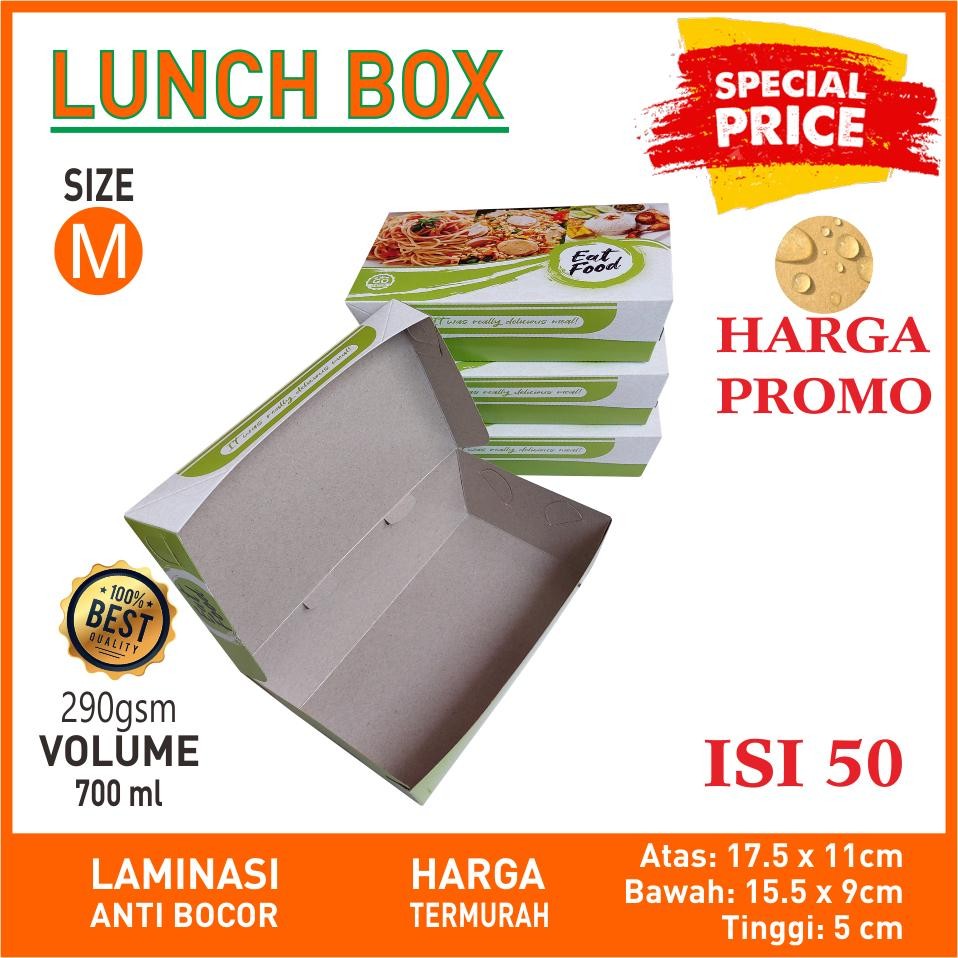 

Lunch Box Size M Cetak Hijau 50 Kotak Makan Kertas Brown Paper Box Makanan Dus Kraft Craft Grosir Dus Ayam Murah