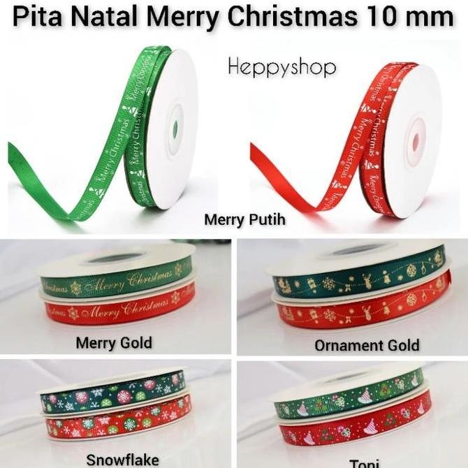 

Baru Pita Natal Grosgrain 10mm Ribbon Merry Christmas Kado Hampers