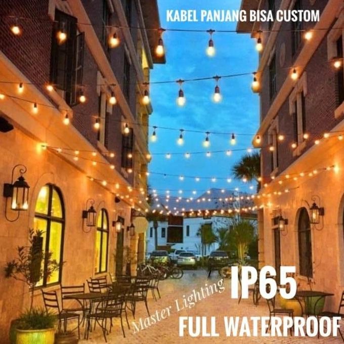 Kabel Lampu Gantung 1Custom 15M 15Fiting 11M-19M Waterproof Outdoor
