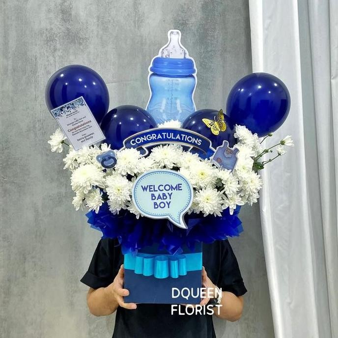 Ready Dqueen Florist Bunga Box Newborn Balon Baby Hampers Lucu