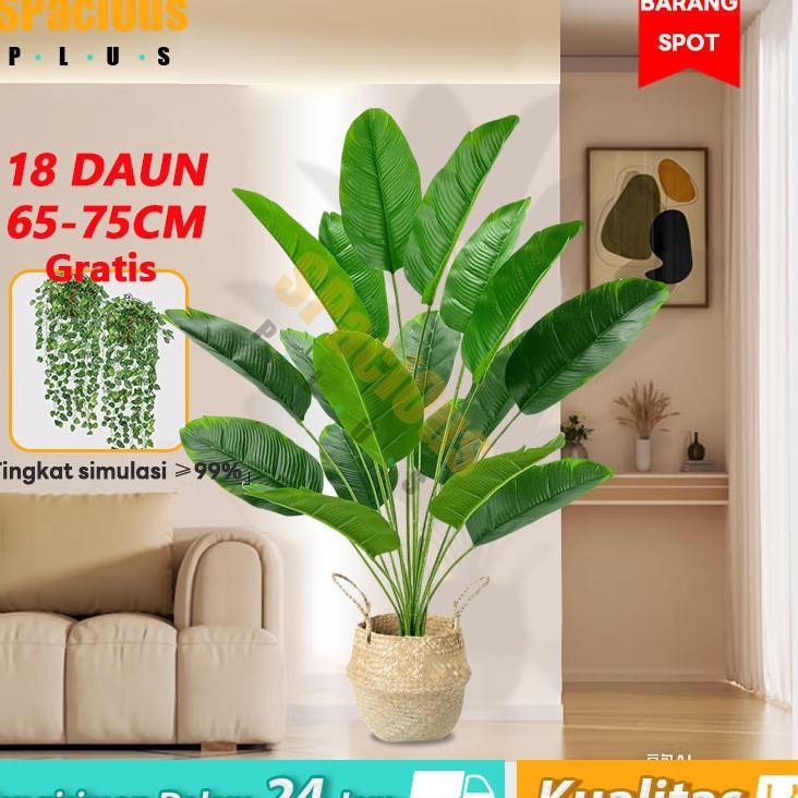 Daun Pisang Jumbo 1M Plastik Daun Plastik Daun Pisang Hias Dekorasi Sudut Rumah Aesthetic