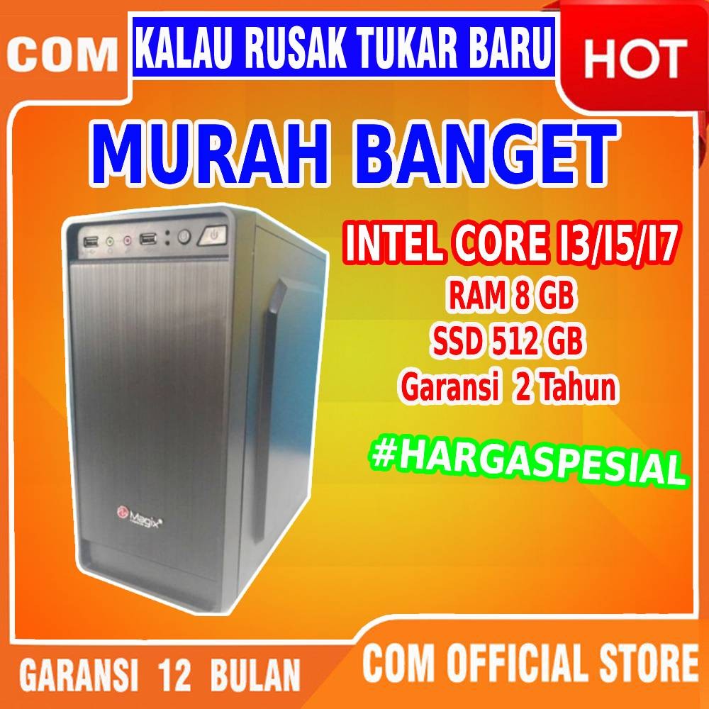 cpu pc computer komputer KANTOR OFFICE CORE I3 I5 I7 SSD 512 Gb HDD 500 GB rakitan GARANSI 12 BULAN
