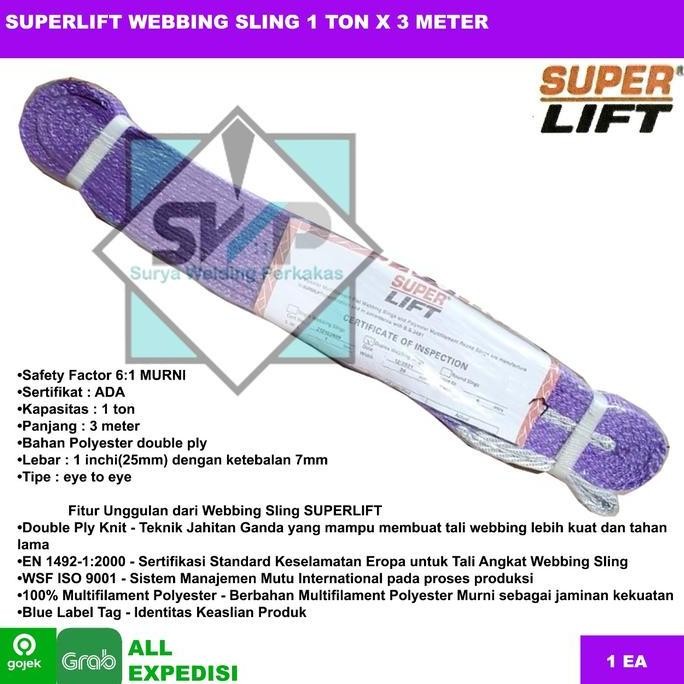 Superlift Polyester Webbing Sling 1Ton X 3Meter/Webing Tali Angkat Co