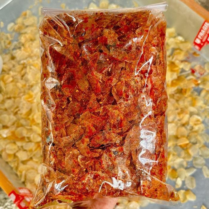 

CCF Kripca Keripik kaca keripik beling Pedas daun jeruk 500gr mamin.id