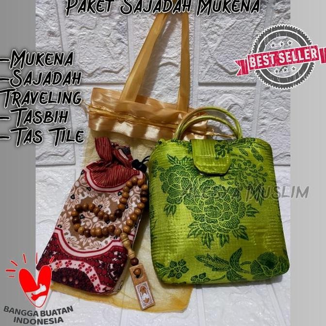 Ready Souvenir Tahlilan Haji Umroh Mukena Sajadah Tasbih Plus Tas Tile