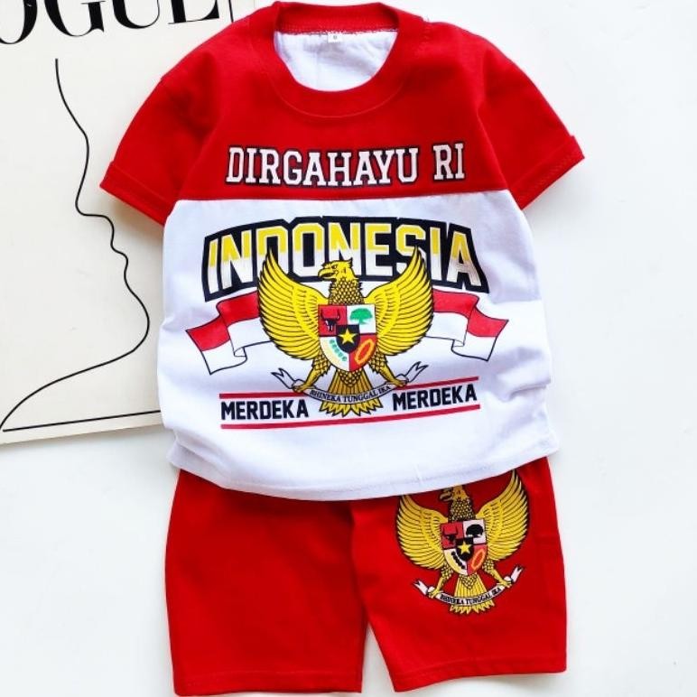 SETELAN MERAH PUTIH ANAK BAJU DIRGAHAYU INDONESIA ANAK UNISEX UNTUK UMUR 1-10TAHUN