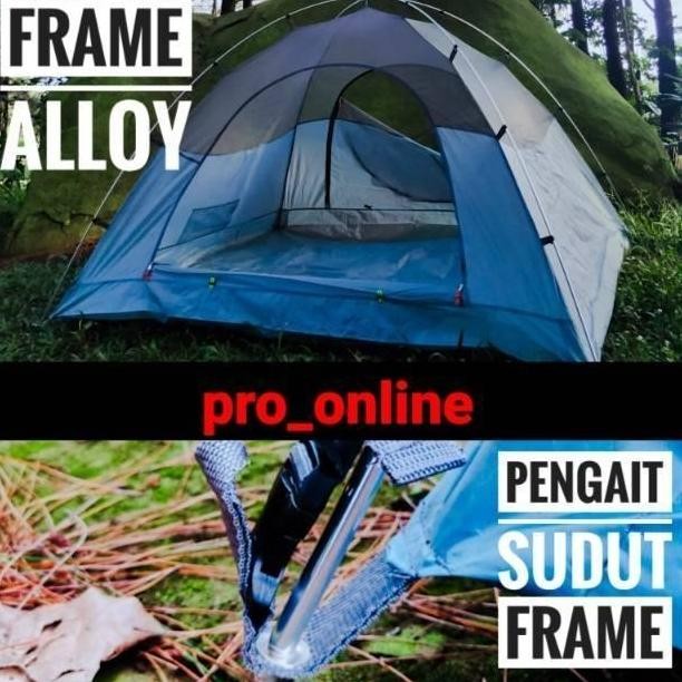 Tenda Camping Outdoor Dobel Layer kapasitas 4 Orang frame aloy