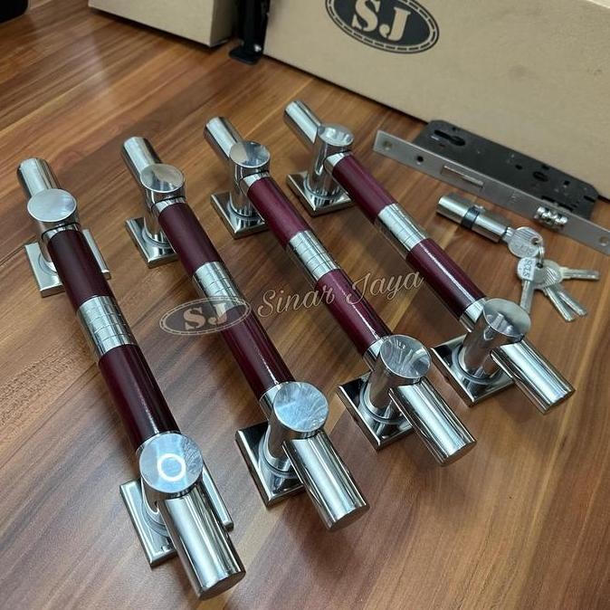 1 SATU SET HANDLE PINTU KUNCI RUMAH MINIMALIS PANJANG 60CM 45CM 33CM GAGANG TARIKAN PEGANGAN PINTU 2