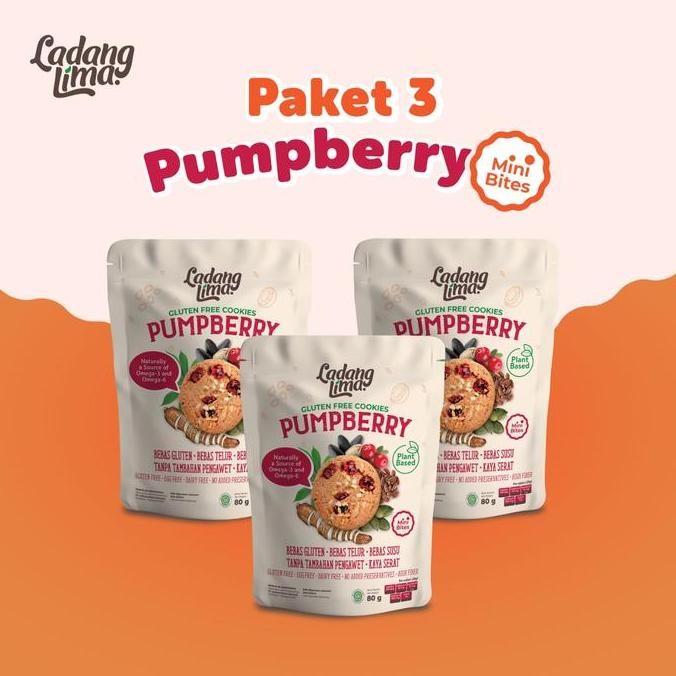 

Cookies Gluten Free 3 Pcs Pumpberry Mini Bites - Snack Sehat Ladang Lima Stok Terbatas