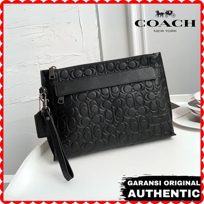 SC Tas Tangan Clutch Coach Pria Pouch In Signature Leather Original Store Branded Authentic